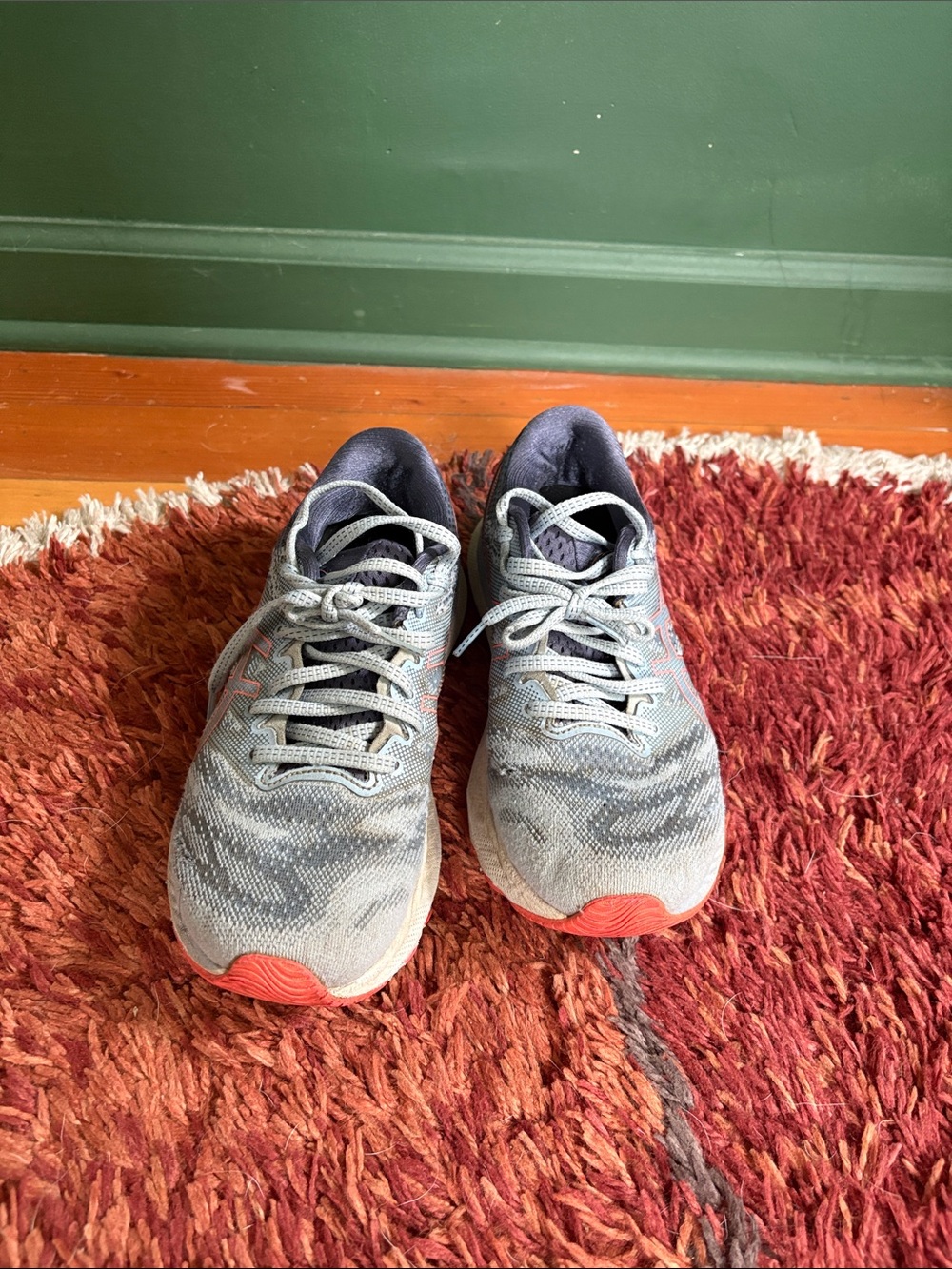 Asics Gray and Coral Athletic Running Shoes for Women